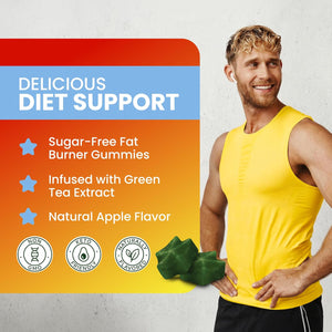 Morning Fat Burner Gummies | Weight Loss for Women & Men | Appetite Suppressant & Metabolism Booster | Thermogenic Belly Fat Burner with Green Tea, Garcinia, Green Coffee Bean & More | 60 Gummies