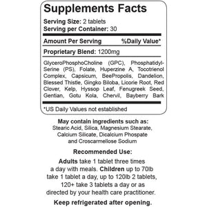 Neuro Care Nootropic Brain Health Supplement, Highly Concentrated Memory Booster Enhanced Mental Focus, Cognition, Memory, Concentration and Clarity, 100% Natural Dietary Supplement - 60 Tablets