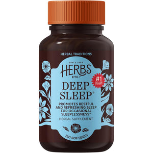 Herbs Etc. Deep Sleep Softgels - Holistic Rest Supplement for Restful Sleep - Chamomile, Lemon Balm Extract & Passionflower - Melatonin-Free, Gluten-Free - 120 Count (120 Servings)