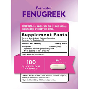 Nature'S Truth Fenugreek Seed Capsules for Women | 100 Count | Non-Gmo and Gluten Free Supplement