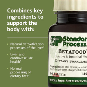 Standard Process Betafood - Supports Digestion & Intestinal Function with Beets - Aids a Healthy Heart & Liver Health - Gluten-Free, Non-Dairy & Non-Soy - 90 Tablets (90 Servings)