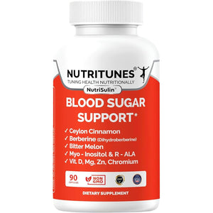 Ceylon Cinnamon & Berberine (Dihydroberberine) Supplement for Blood Sugar Support with Added Blood Sugar Complex Myo-Inositol Bitter Melon R-ALA VIT. D Chromium Magnesium & Zn– 90 Nutrisulin Capsules