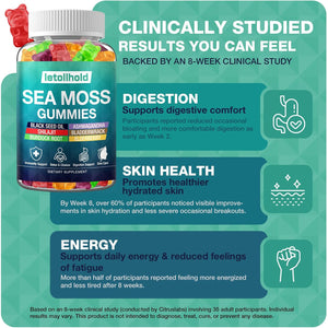 Sea Moss Gummies - Irish Sea Moss Gummies Advanced for Adults with Ashwagandha Bladderwrack & Burdock Root for Supports Immune,Energy - 60 Vegan Gummy,2Pcs