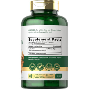 Carlyle Cat'S Claw Herb Capsules 1000Mg | 180 Count | Uncaria Tomentosa | Non-Gmo, Gluten Free Supplement