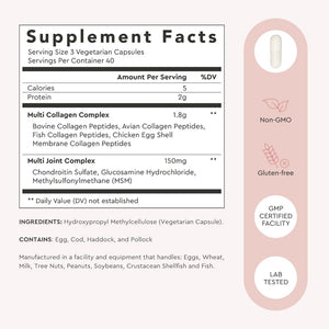 Alaya Naturals Hydrolyzed Multi Collagen Peptides Protein Capsules - Type I, II, III, V, X Grass-Fed Bovine, Chicken, Marine Collagen Supplement with MSM + GC (Capsules - 120 Count)