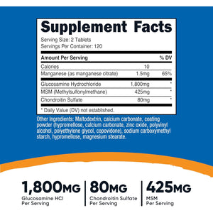 Nutricost Glucosamine 1800Mg with Chondroitin & MSM, 240 Tablets, 120 Servings - Non-Gmo, Gluten Free