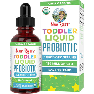Maryruth'S Organic Toddler Probiotic Liquid Drops | Kids Probiotics for Ages 1-3 | 5 Probiotic Strains | 150 Million CFU per Serving | USDA Organic | Sugar Free | Vegan | Gluten Free | 1 Fl O