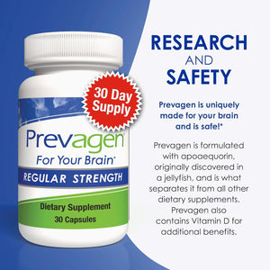 Prevagen Regular Strength - 30 Capsules (1 Month Supply) | Formulated for Your Brain | 10Mg of Apoaequorin plus Vitamin D3 with 7-Day Pill Minder