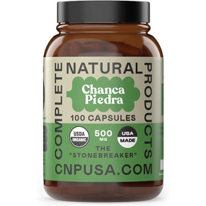 Chanca Piedra Organic Capsules 500Mg - Phyllanthus Niruri Stonebreaker Extract, Kidney Gallbladder Liver Support, 100 Chanca Piedra Capsules, Non GMO, Alcohol Free, Vegan Herbal Supplement Made in USA