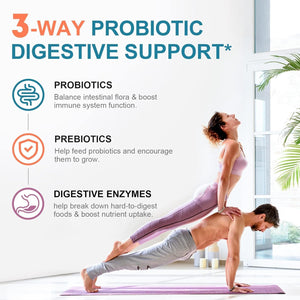 CANLIST Probiotics 120 Billion Cfus 18 Strains, 3 Prebiotics & Digestive Enzymes for Men Women,Digestive & Immune Support,Shelf Stable Non-Gmo 120 Capsules