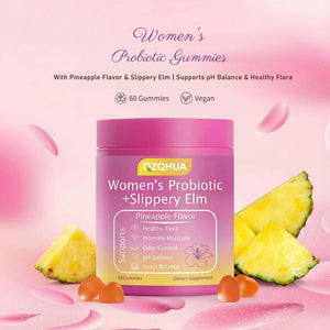 Women'S Probiotics Gummies with Slippery Elm – Vaginal Health, Gut Health & Ph Balance Support, Pineapple Flavor – Gluten Free, Vegan (30 Servings)(Q2)