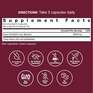 Force Factor Primal Origins Beef Liver Capsules, Grass Fed Beef Organ Supplement, Pasture-Raised, Hormone & Antibiotic Free, Non-Gmo, 150 Capsules