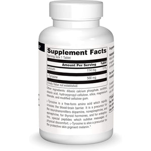 Source Naturals L-Tyrosine -Free Form Amino Acid Supplement - 100 Tablets