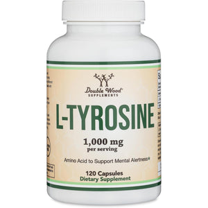 L-Tyrosine 1,000Mg per Serving, 120 Veggie Capsules (L Tyrosine Supplement for Memory, Attention, and Focus) Amino Acid, Vegan Safe, Non-Gmo by Double Wood