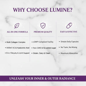 LUMINE Multi Collagen Complex Capsules – Non-Gmo, Gluten-Free & Easy to Swallow (120 Capsules)