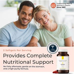 VIVOMEGA Fish Oil with Vesisorb® - Fertility Supplement for Women & Men - Doctor Formulated EPA DHA Omega 3 Fatty Acids, Vitamin D3 K2 for Reproductive Wellness - 60 Softgels