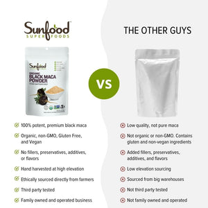 Sunfoods Superfoods Organic Black Maca Powder - Black Maca Root Powder, Black Maca Root for Men & Women, Peruvian, Raw, Vegan, Premium Black Maca Powder - 4 Oz Bag