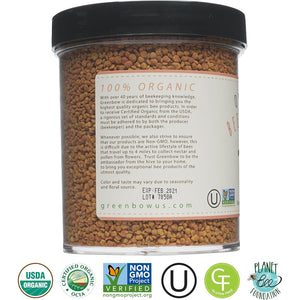 Greenbow Organic Bee Pollen - 100% USDA Certified Organic, Non-Gmo, Halal, Kosher, Certified GMP, Pure & Natural Bee Pollen - Superfood Packed with Proteins, Vitamins & Minerals - Gluten Free - 311G