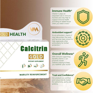 Calcitrin Gold Dietary Supplement - Mobility & Bone Strength Support, Joint Strength Supplement, Suitable for Men, Elderly and Women, 60 Tablets (1Pc)