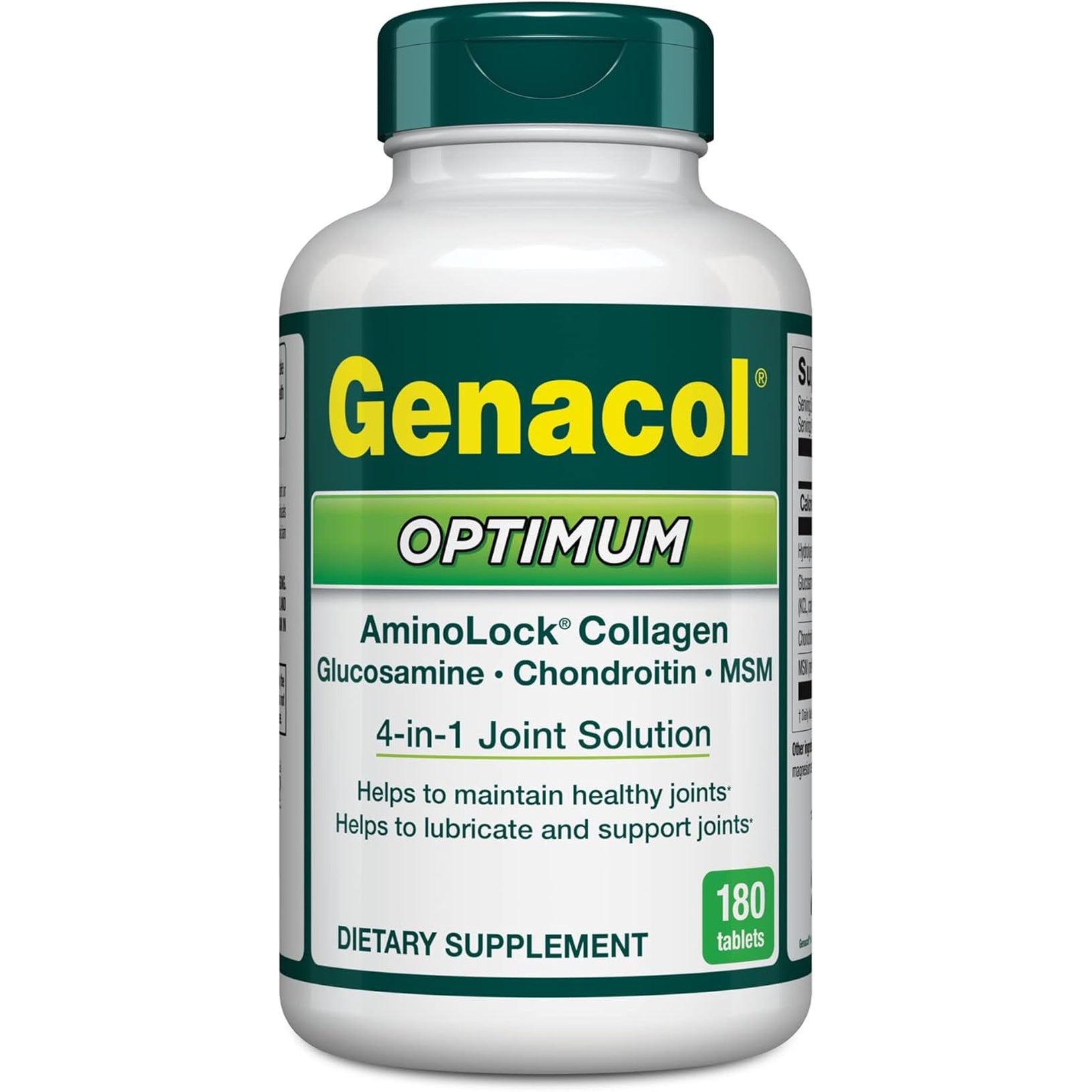 Genacol Optimum – Glucosamine, Chondroitin, MSM & Ultra-Hydrolyzed Collagen Joint Supplement, Complete Formula for Joints and Cartilage, 180 Tablets (60-Day Supply)