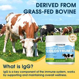 Grass-Fed Bovine Colostrum Supplement Powder - 60% High Igg 3000 Mg for Gut Health, Immune Support - Easy to Mix Natural Liposomal Colostrum Superfood, Unflavored, 50 Servings