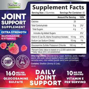 Joint Support Supplement - Extra Strength Glucosamine Gummy Supports Joints Health & Flexibility for Back, Knees, Hands - Natural Vitamin E Immune Support - Best Gummies for Women & Men - 120 Gummies