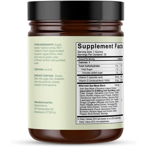 Natural Rems Sea Moss Gummies 16-In-1 - Ashwagandha Black Seed Oil Bladder Wrack Turmeric Vitamin C & D3 with Manuka Burdock Root Dandelion Yellow Dock Elderberry Apple Cider Vinegar (Green Apple)