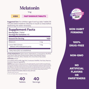 Natrol Kids Fast Dissolve Melatonin 1 Mg, Dietary Supplement for Restful Sleep, Sleep Tablets for Kids, 40 Strawberry-Flavored Melatonin Tablets, 40 Day Supply
