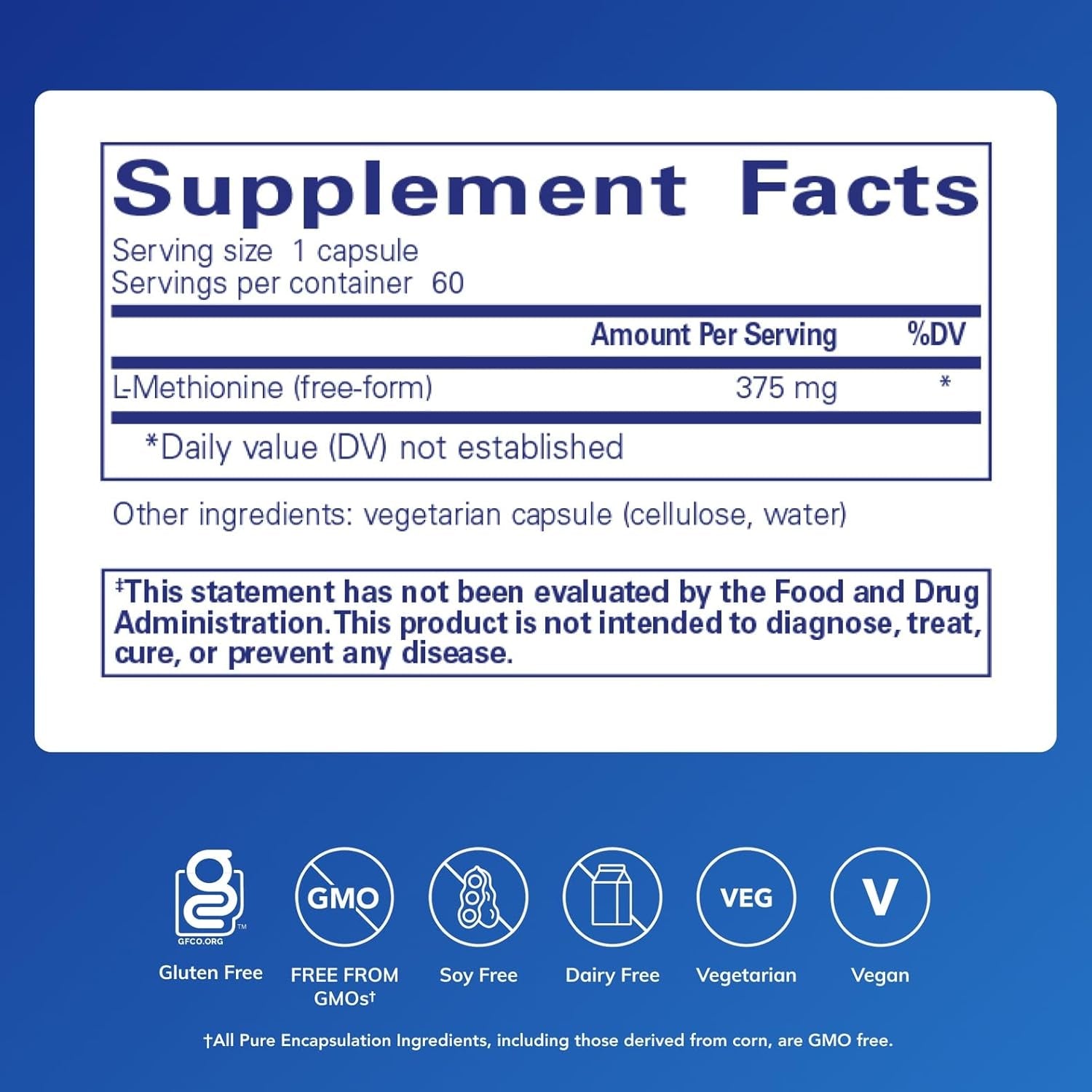 Pure Encapsulations L-Methionine | Glutathione and Amino Acid Supplement for Joints, Liver and Pancreas Support, Antioxidants, and Nervous System* | 60 Capsules