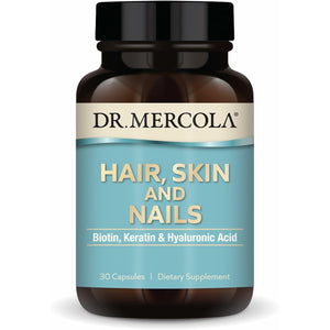 Dr. Mercola Hair, Skin and Nails - Provides Biotin, Keratin & Hyaluronic Acid - Premium Quality - Supports Healthy Aging - Non-Gmo, Gluten-Free & Soy-Free - 30 Capsules (30 Servings)