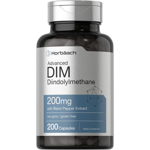 Horbäach DIM Supplement 200Mg | 200 Capsules | with Black Pepper Extract | Advanced Diindolylmethane for Women and Men | Non-Gmo, Gluten Free