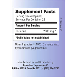 D-Serine - Amino Acid for Cognitive and Neuroprotection Support & Mood Enhancement - No Animal Content 90 Count 700Mg Vege Capsules