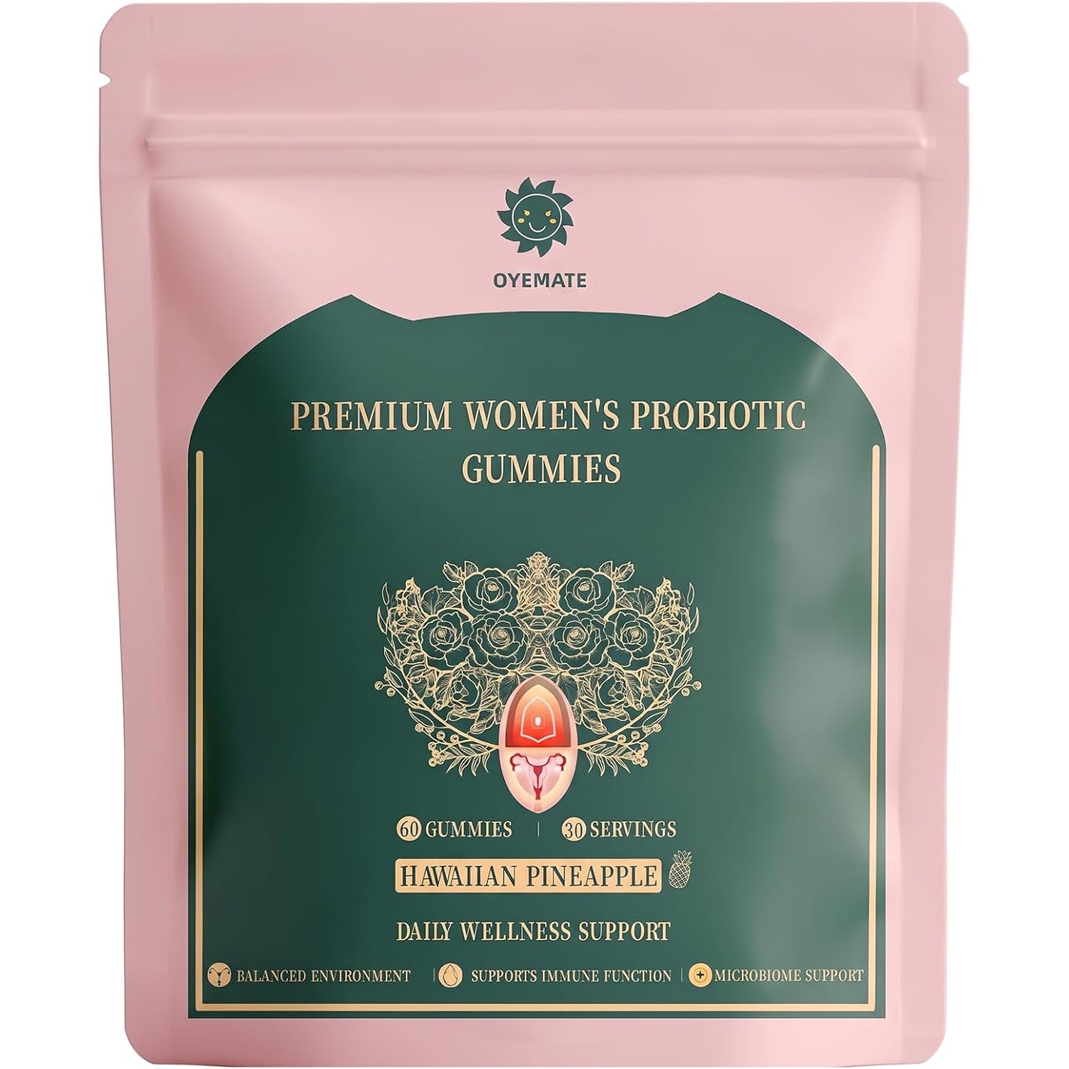 Women'S Probiotic Gummies – Feminine Ph Balance Probiotics Gummies & Vaginal Flora Support – Digestive Health – Vegan, Gluten-Free – Hawaiian Pineapple Gummy – 60 Count (30 Servings)(P1)