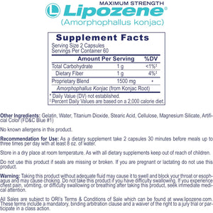 Lipozene MEGA Bottle - 120 Capsules, Making It Our Largest Size Available - Appetite Suppressant