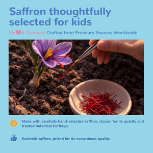 Saffron Gummies for Kids - Saffron with GABA, Passion Flower & St Johns Wort, Sugar Free, Support Mood & Focus Calm Gummies, Natural Berry Flavor (60 Gummies)