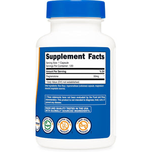 Nutricost Pregnenolone 50Mg, 120 Capsules - Non-Gmo, Gluten Free, Vegetarian Capsules