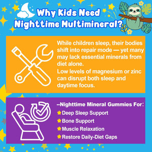 Kids 4+ Magnesium + Saffron Sleep Gummies, Relax Happy Filled Gummy, Bedtime Calcium Zinc, Mineral + Multivitamin Gummies, Melatonin Free | Vitamin D3 K2 | Bone, Only Need 1 Gummy - Sweet Dream Magic
