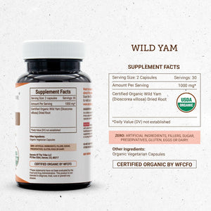 Secrets of the Tribe Wild Yam USDA Organic 60 Capsules | Made with Organic Vegetarian Capsules and Responsibly Farmed Wild Yam (Dioscorea Villosa) Dried Root (60 Capsules)
