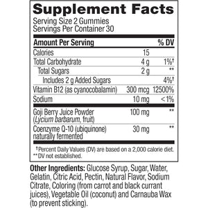 OLLY Daily Energy Gummy, Caffeine Free, Vitamin B12, Coq10, Goji Berry, Adult Chewable Supplement, Tropical Flavor - 60 Count