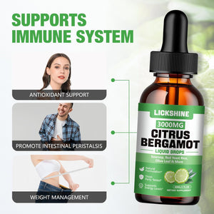 Lickshine 2 Pack 3000Mg Citrus Bergamot Liquid Drops - High Absorption - Cholesterol Lowering Supplement for Immune Support Anti-Aging, Hight Cholesterol - Soursop Bitters Liquid, 4 Fl Oz