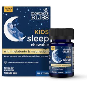 Mommy'S Bliss Kids Sleep Chewable Tablets, Melatonin, Magnesium & Calming Herbs, Grape Flavor, Sugar Free Kids Melatonin, Age 3+ (35 Servings), 35 Count (Pack of 1)