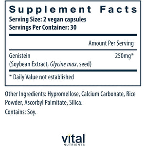 Vital Nutrients Genistein - Easily Absorbed Isoflavones for Bone Health Support* - Vegan Supplement - Gluten and Dairy Free - Non-Gmo - 60 Capsules