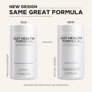 Codeage Gut Health Supplements Vegan Formula - L Glutamine, Zinc, Turkey Tail Mushroom Powder, Tonic Mushroom, Maitake, Micro Algae, Mineral, Licorice Root DGL - Probiotics, Prebiotics - 180 Capsules