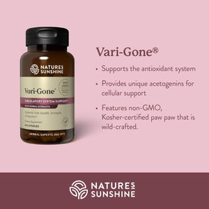 Nature'S Sunshine Vari-Gone, 90 Capsules, Varicose Vein Supplements with 7 Powerful Herbs and Nutrients That Support Circulation for Vein Health, Strength, and Function