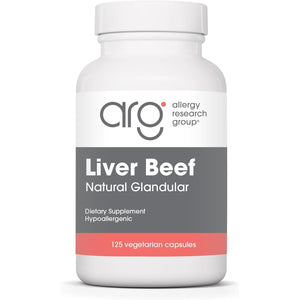 Allergy Research Group ARG Liver Beef Natural Glandular - 1000 Mg Bovine Liver - Supports Liver Function - Hypoallergenic Formula - 62 Servings - 125 Count