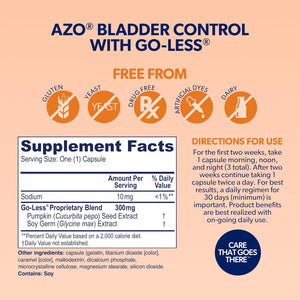 AZO Bladder Control with Go-Less® & Weight Management Dietary Supplement | Helps Reduce Occasional Urgency* | Promotes Healthy Metabolism* | Supports a Good Night’S Sleep* | 48 Capsules