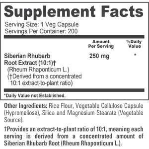 Nusapure Siberian Rhubarb, 250 Mg, 200 Veg Capsules (Non-Gmo, Vegan)