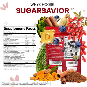Sugar Savior Ceylon Cinnamon Berberine Gummies Apple Cider Vinegar Artichoke Turmeric Blueberry Ginseng Banaba Bitter Melon Black Pepper Vitamin D Zinc GLP1 Gummies 60 Count by Clean Nutra