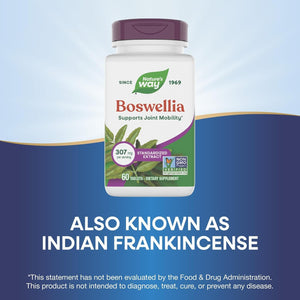Nature'S Way Boswellia Standardized Extract, Supports Joint Mobility*, 307 Mg Boswellia Serrata Extract per Serving, Frankincense Supplement, Gluten Free & Vegan - 60 Tablets (Packaging May Vary)