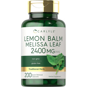 Carlyle Lemon Balm Capsules | 200 Count | Non-Gmo and Gluten Free Formula | Melissa Leaf Traditional Herbal Supplement | Super Concentrated Extract